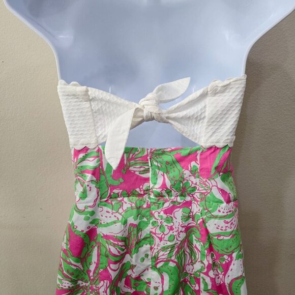 Lilly Pulitzer ✦ Franco Strapless Dress ✦ White Pink Green Cotton Mini Size S - Picture 5 of 13
